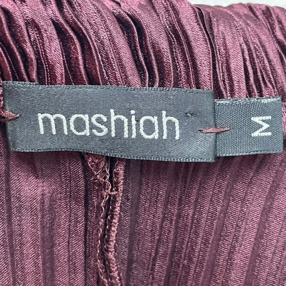 Mashiah Pleated Midi Dress Burgundy V Neck Dolman Sleeve Womens Size M Artsy - Picture 6 of 7